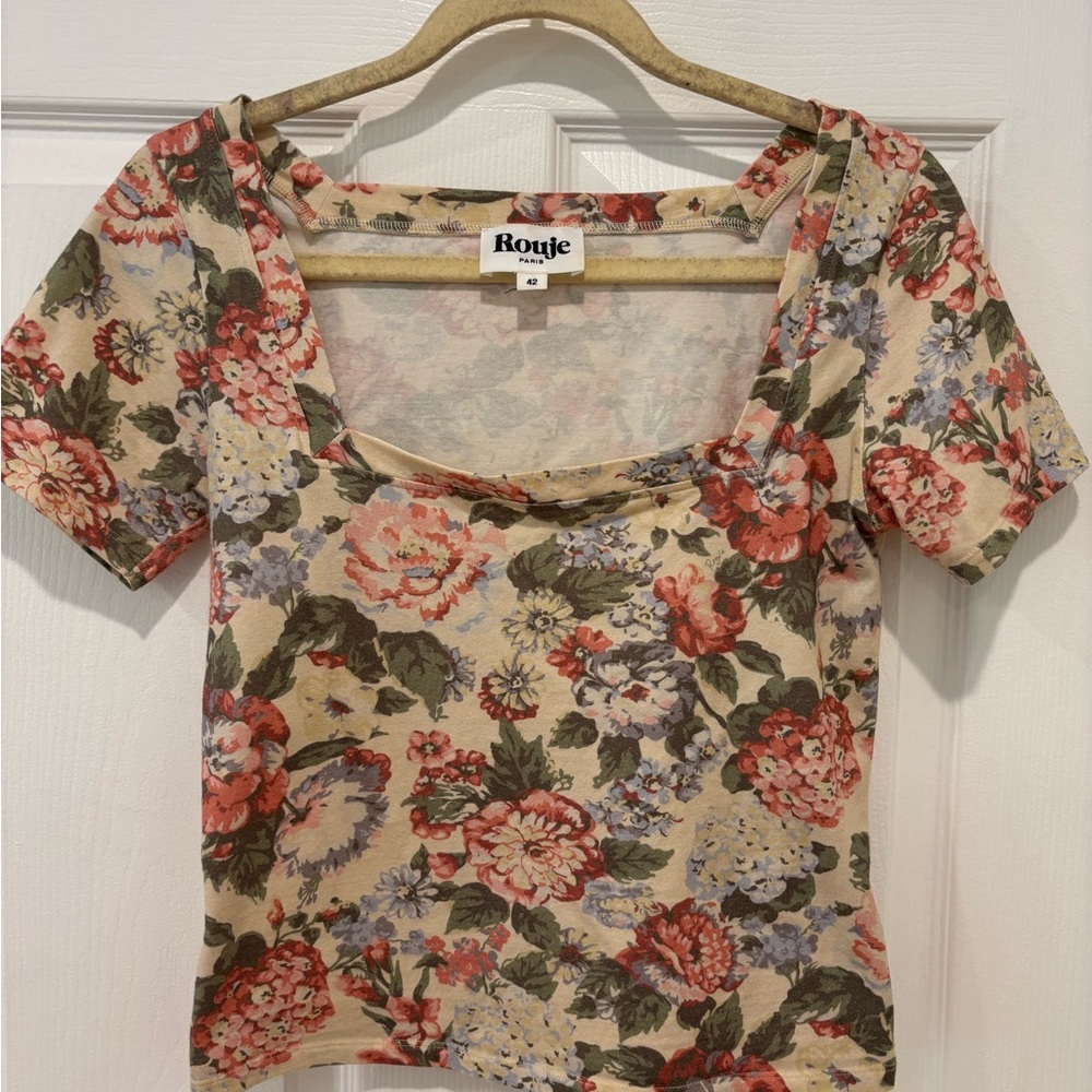 Rouje Floral Blouse - Red, Green, Cream